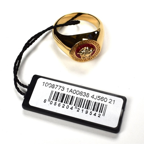 NWT VERSACE Gold Red Medusa Logo Ring - Picture 9 of 10